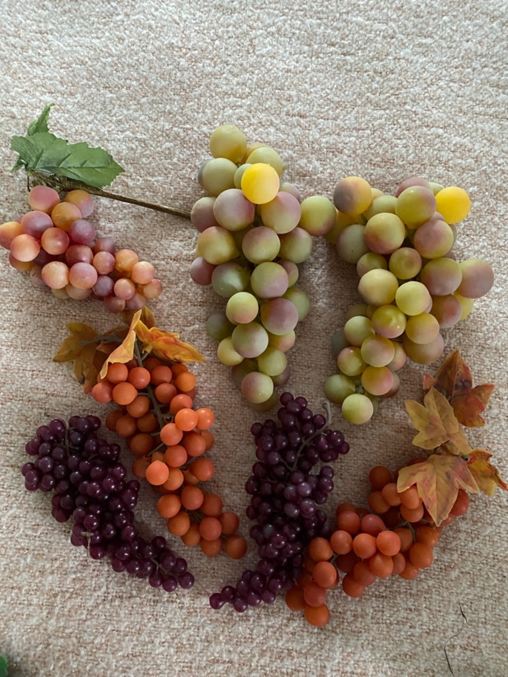 Rubber Assorted Faux Grapes Bundle - Green, Purple, Orange 7 pc. Set
